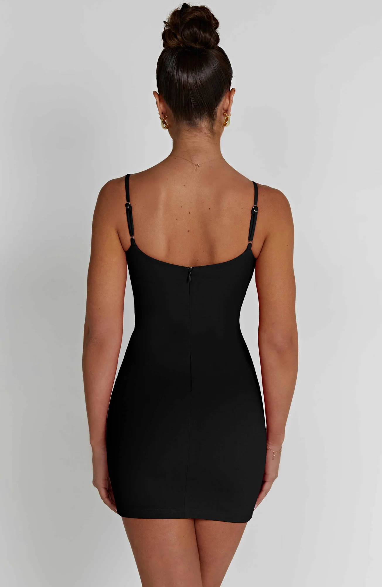 Black Stretch Crepe Bodycon Mini Dress - Chic & Sculpted