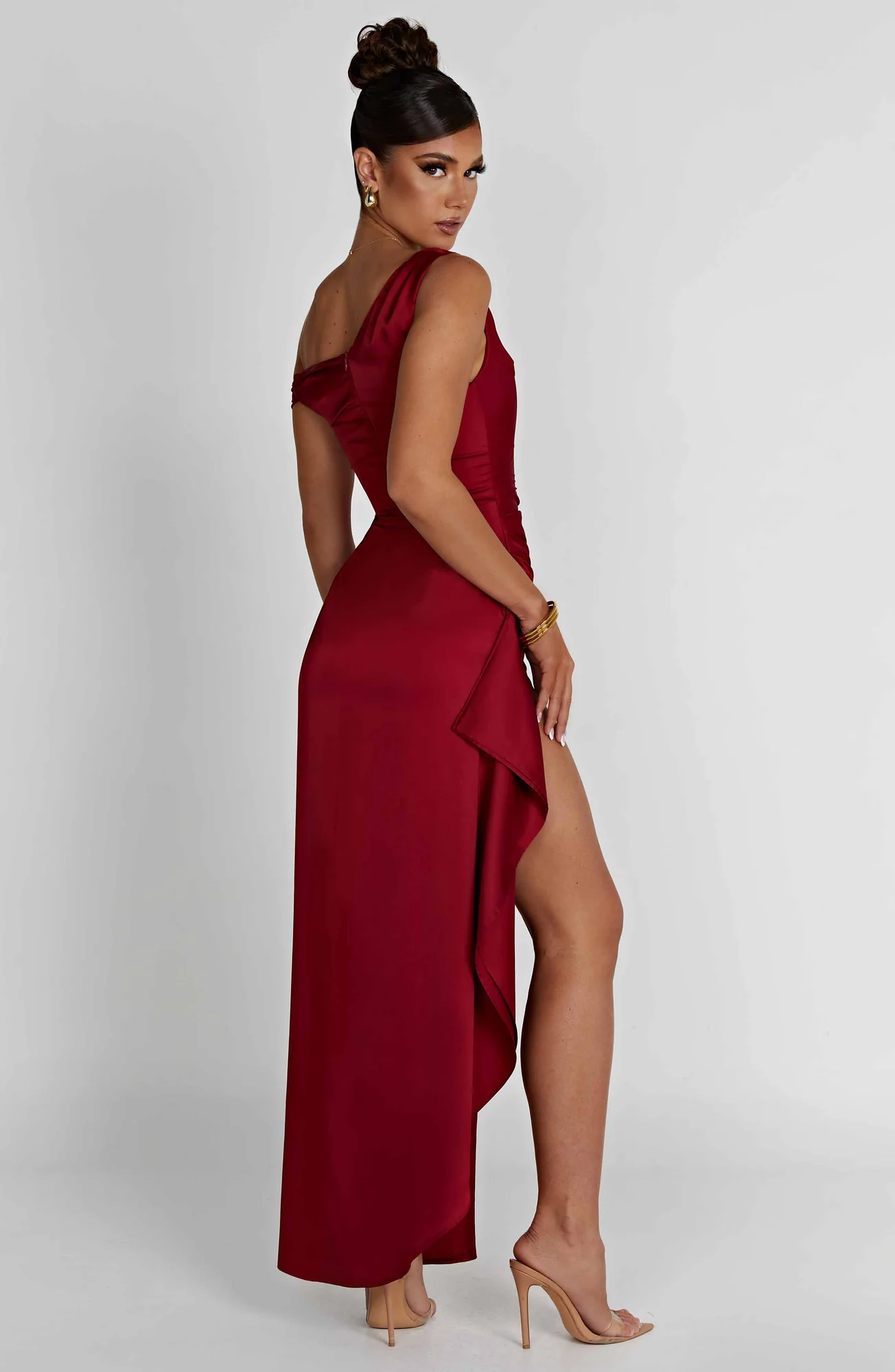 Luxury Wine Maxi Dress with Corset Detailing