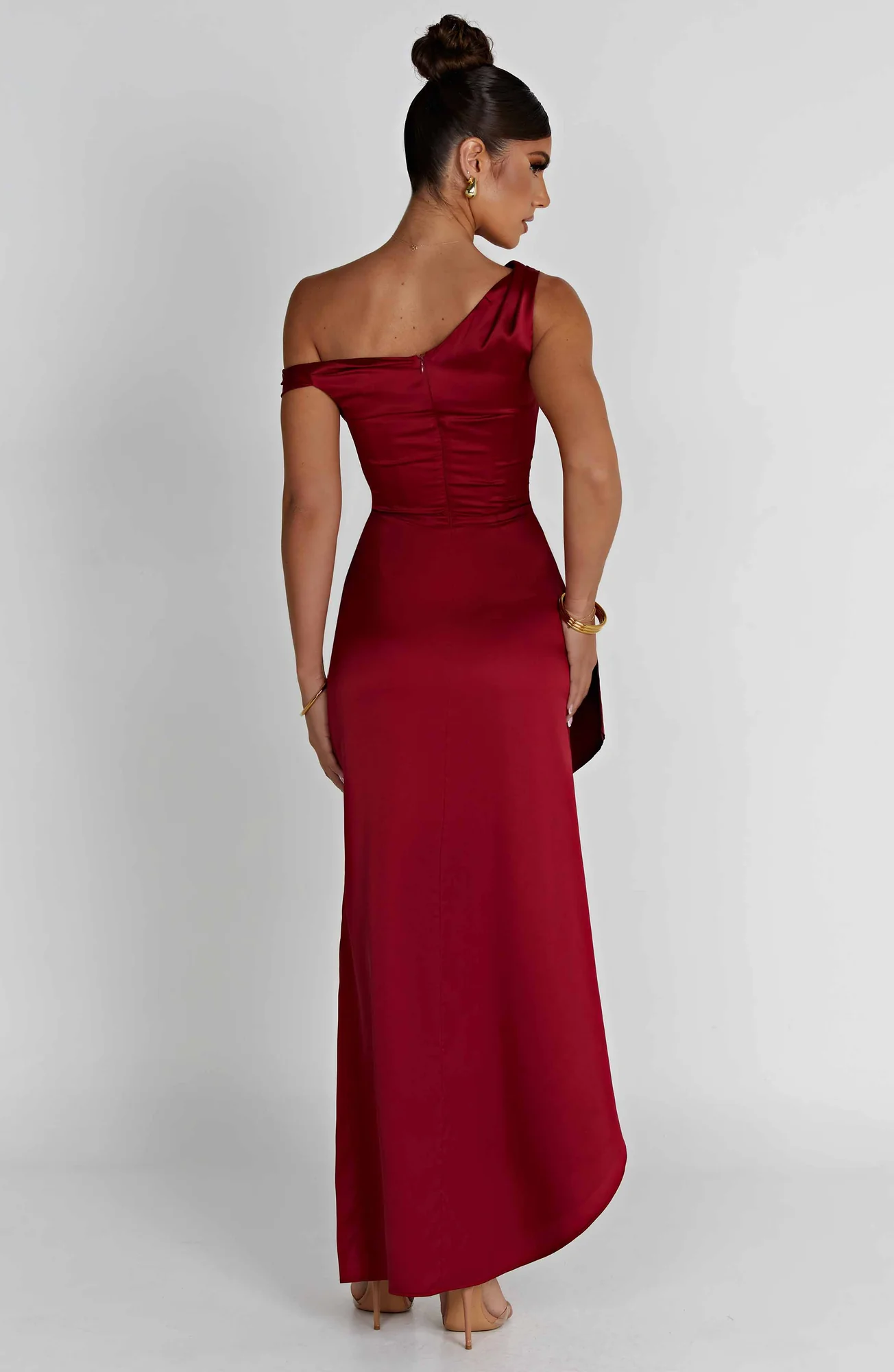 Luxury Wine Maxi Dress with Corset Detailing