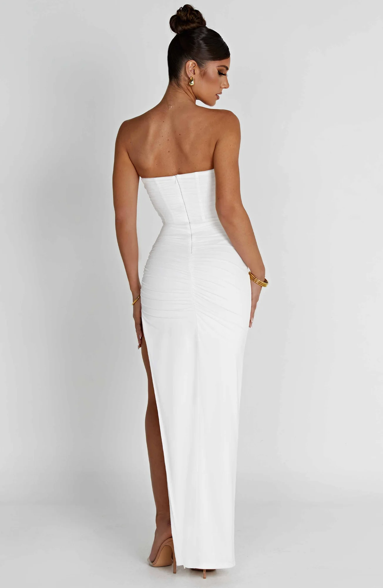 Ivory Corset Strapless Maxi Dress