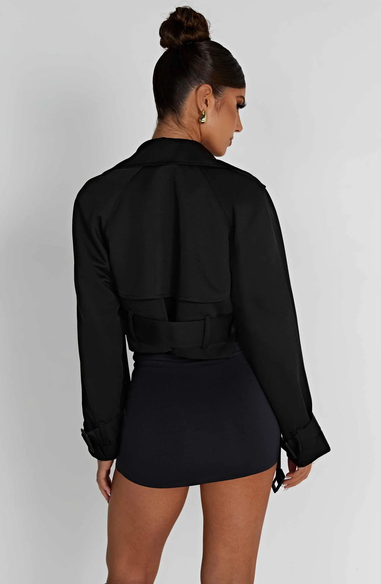 Black Cropped Trench Jacket - Stylish and Versatile