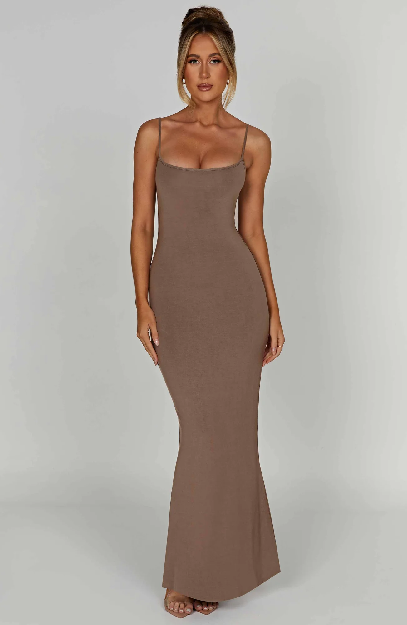 Mocha Scoop Neck Maxi Dress - Premium Modal Fabric