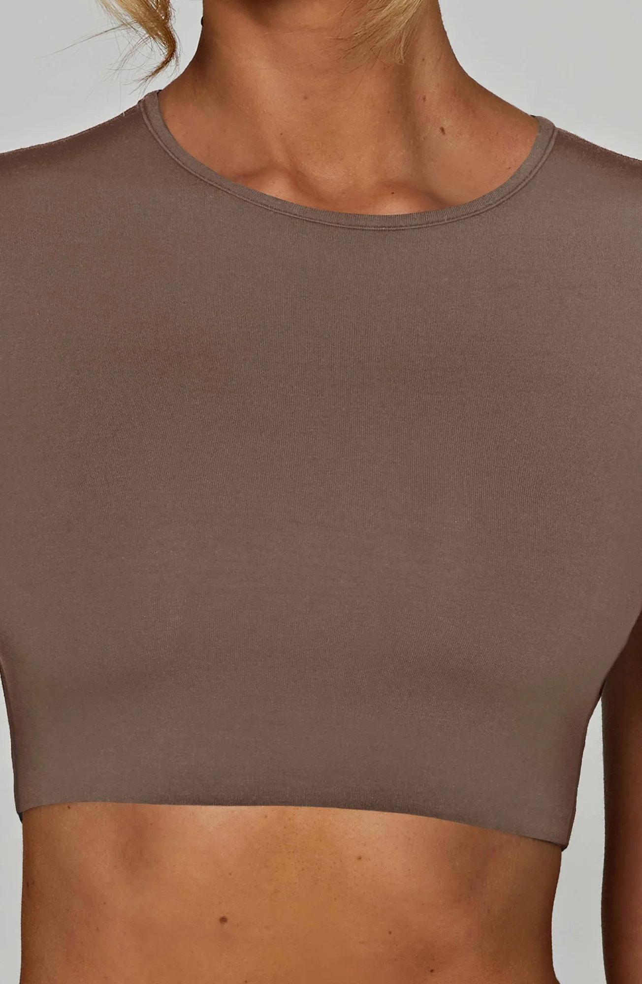 Buttery Soft Cropped Eve Top in Mocha