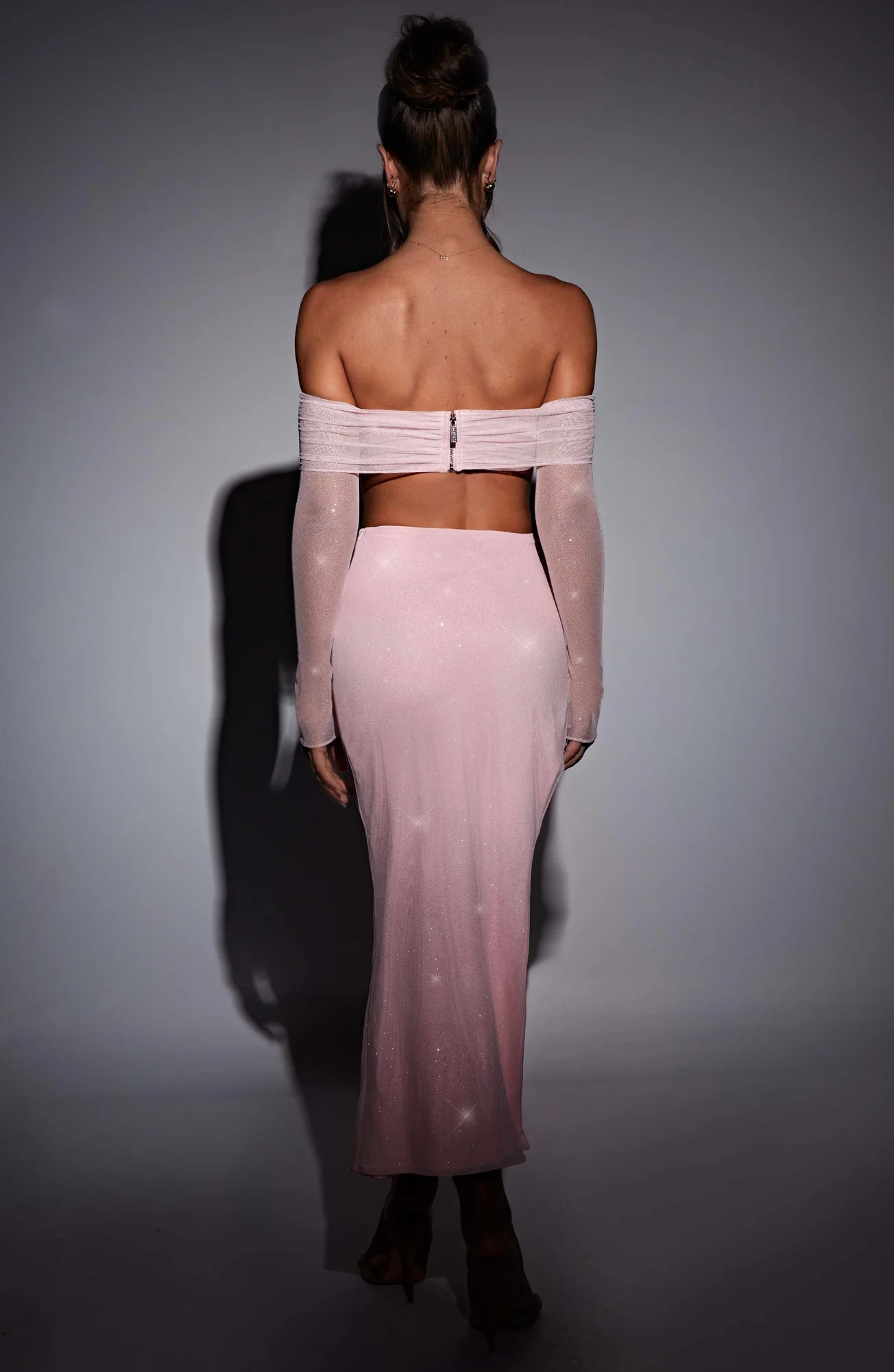 Pink Sparkle Off-Shoulder Crop Top for Mesmerizing Style