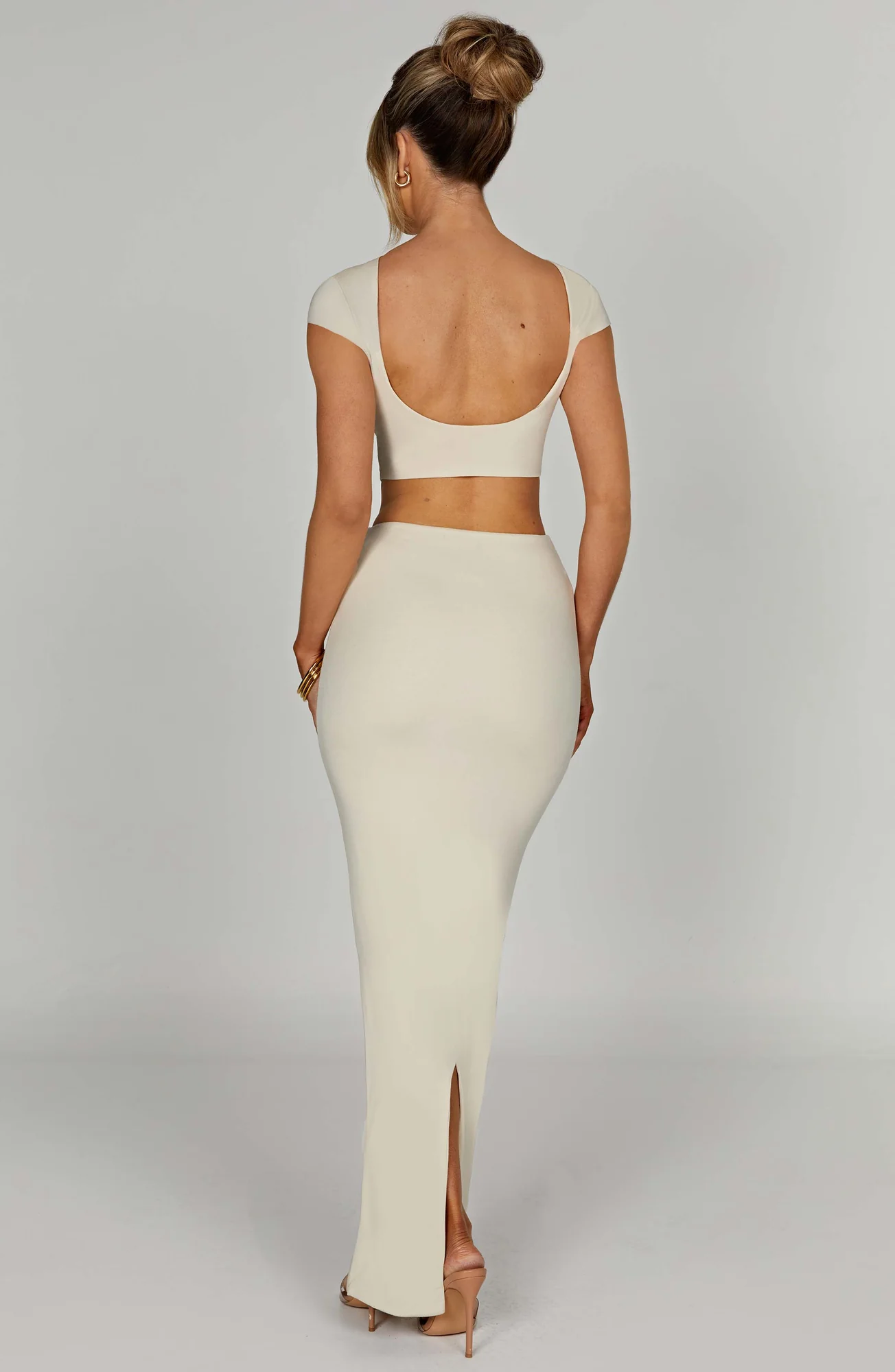 Cream Modal Maxi Skirt - Soft Stretchy Mid Rise Design