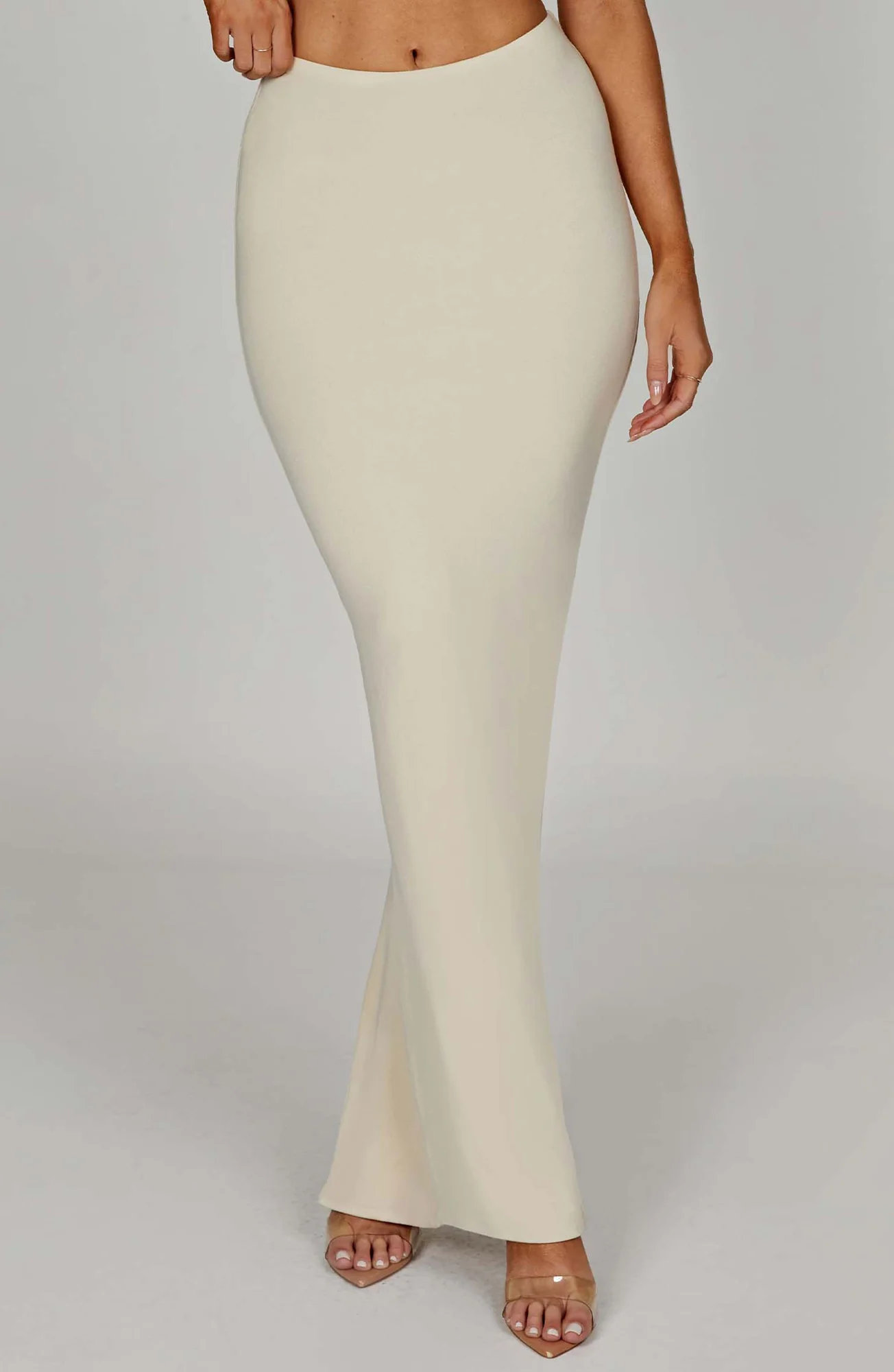 Cream Modal Maxi Skirt - Soft Stretchy Mid Rise Design