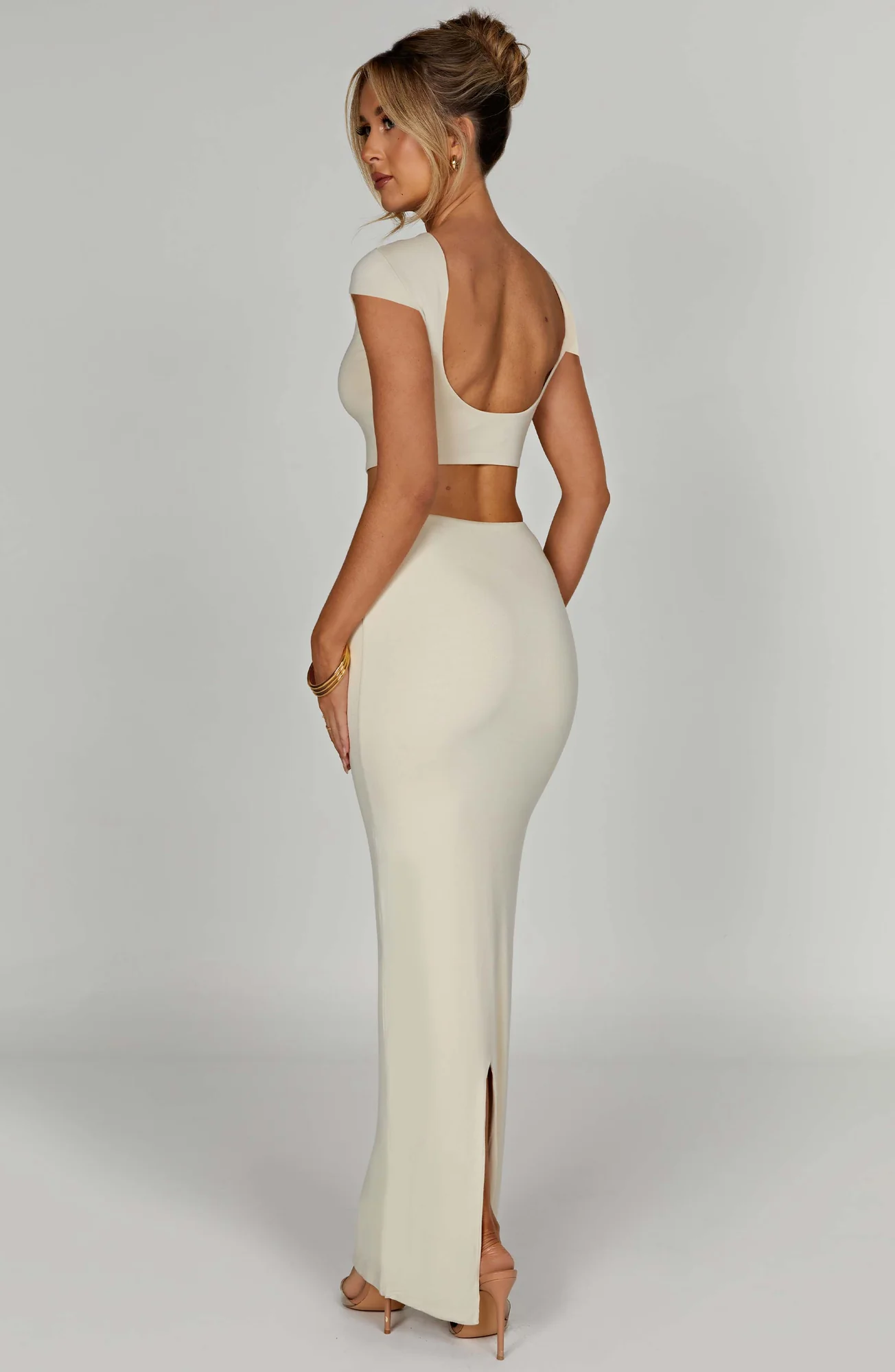 Cream Modal Maxi Skirt - Soft Stretchy Mid Rise Design