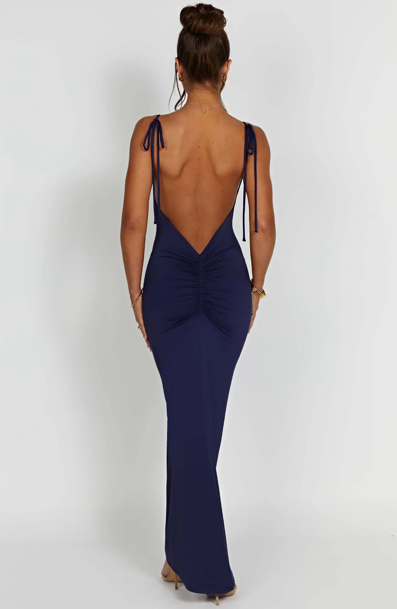 Navy Slinky Maxi Dress - Elegant Floor Length Style
