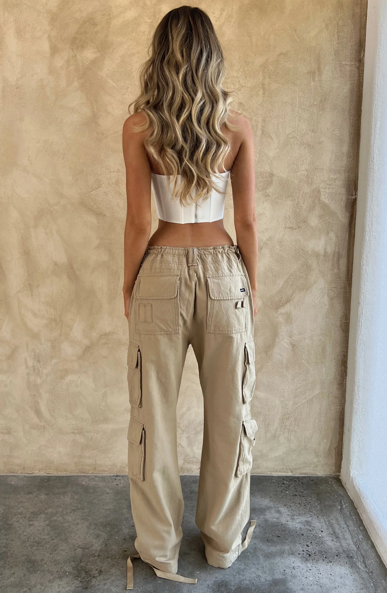 Sand Oversized Cargo Pants - Womens Wide Leg Style