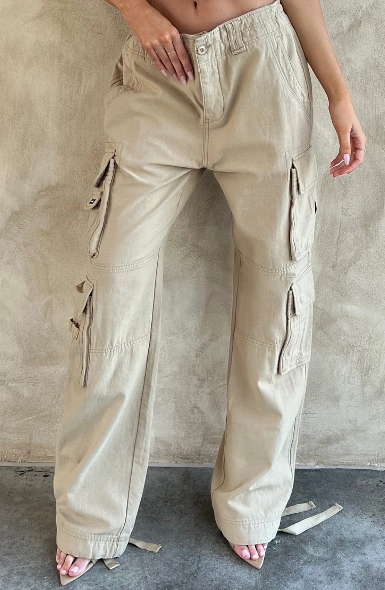 Sand Oversized Cargo Pants - Womens Wide Leg Style