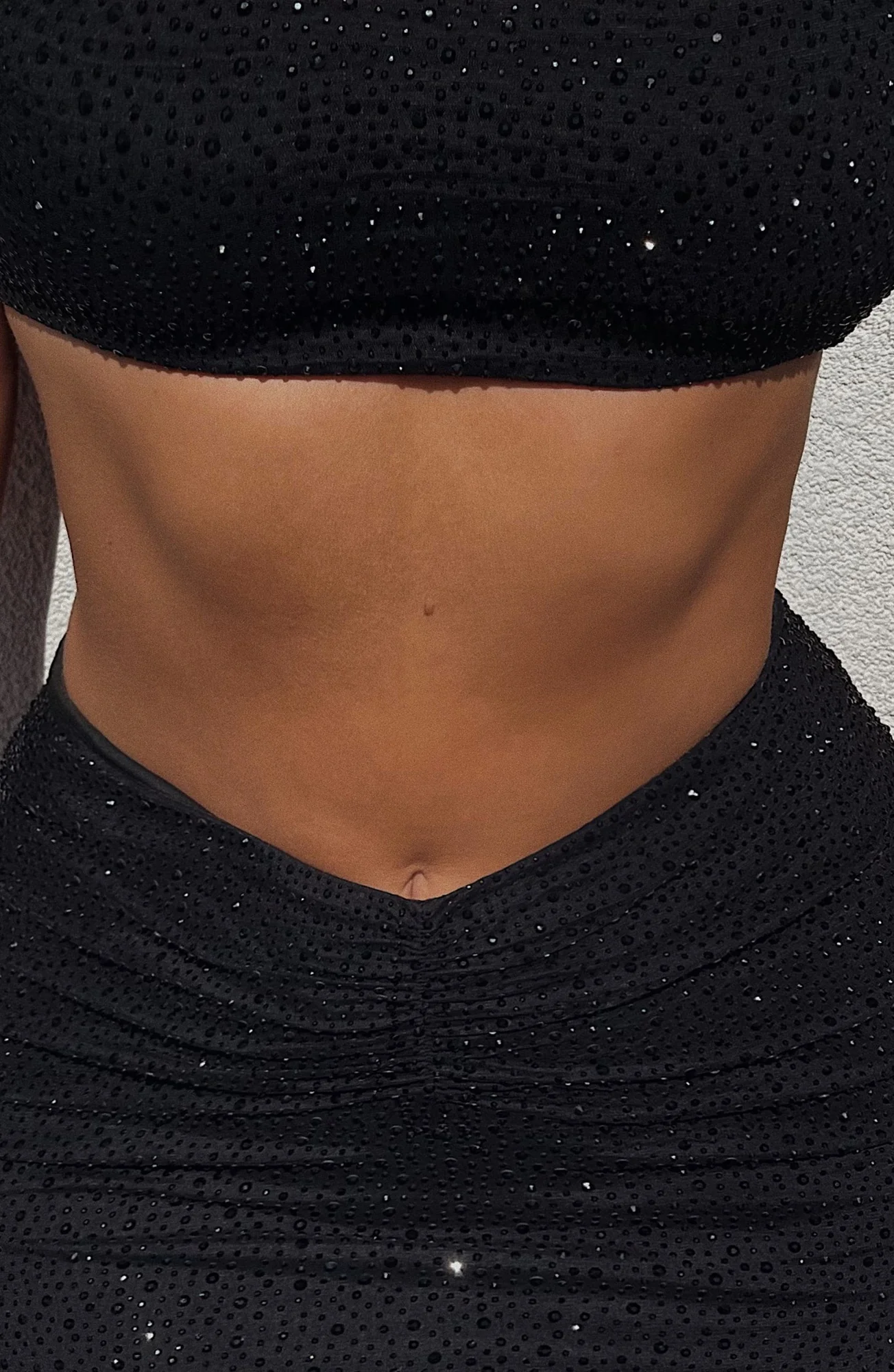 Black Embellished Mesh Maxi Skirt for Women