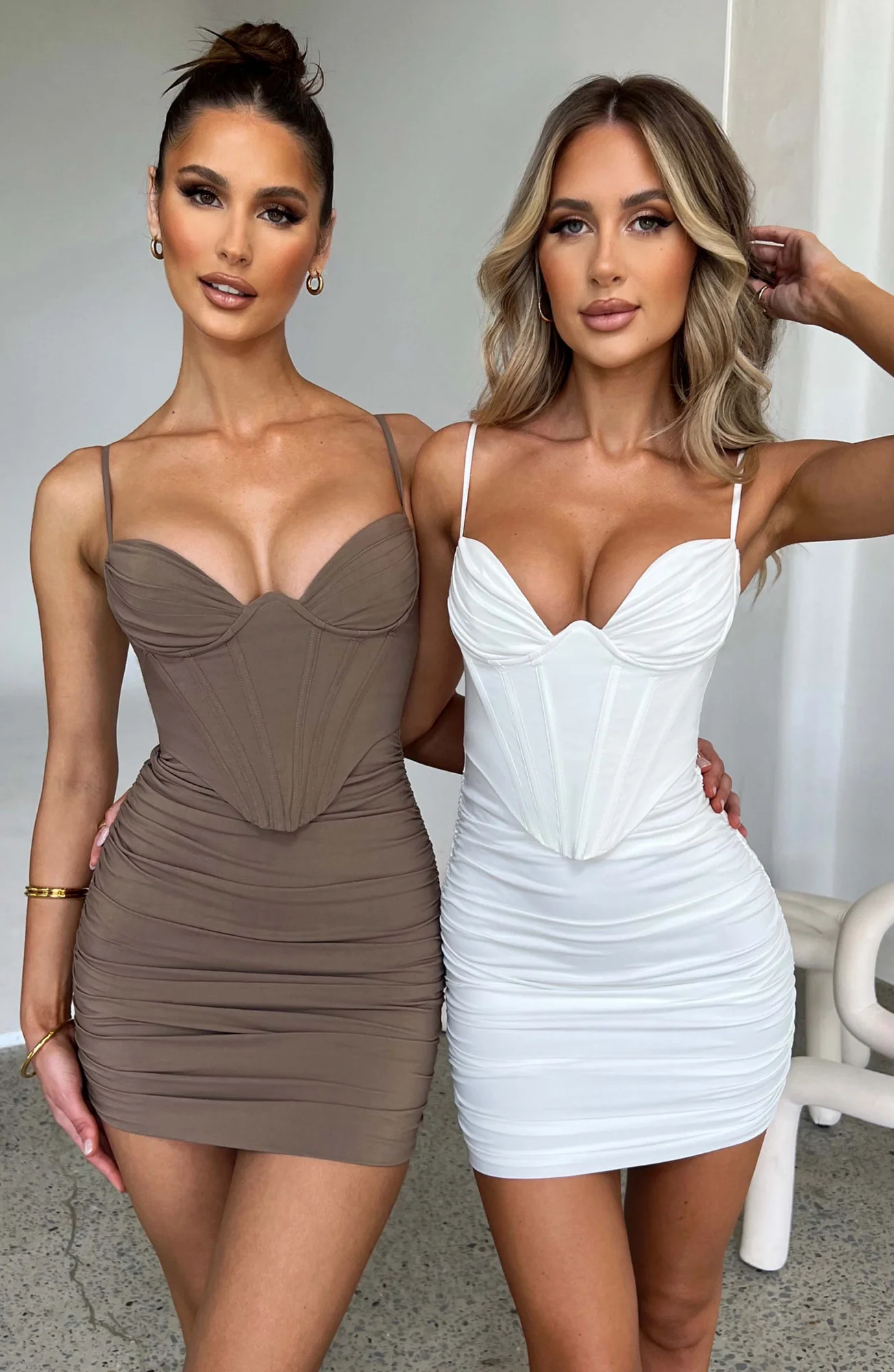 Mocha Corset Mini Dress - Body-Hugging Style