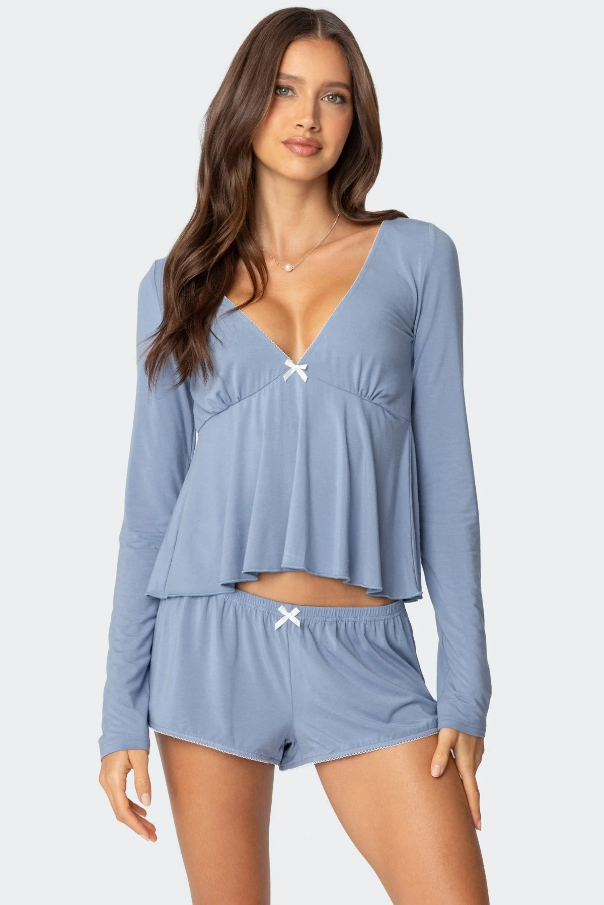 Stylish Blue Babydoll Top for Sleepwear