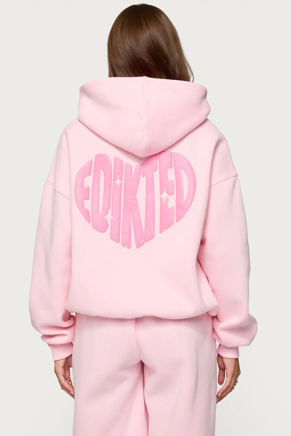Graphic Text Print Hoodie in Light Pink - Stylish Design