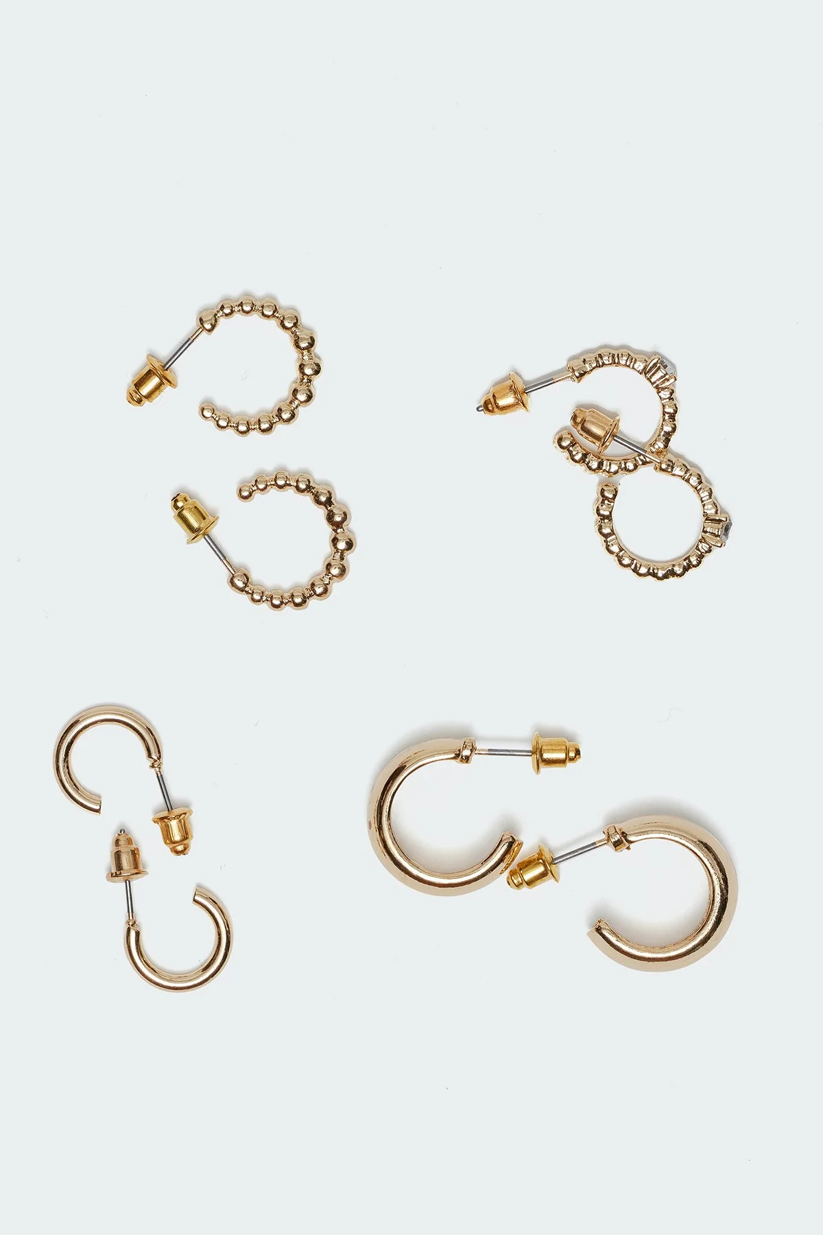 Mini Hoop Earrings Pack of 4 Gold Tone Metal