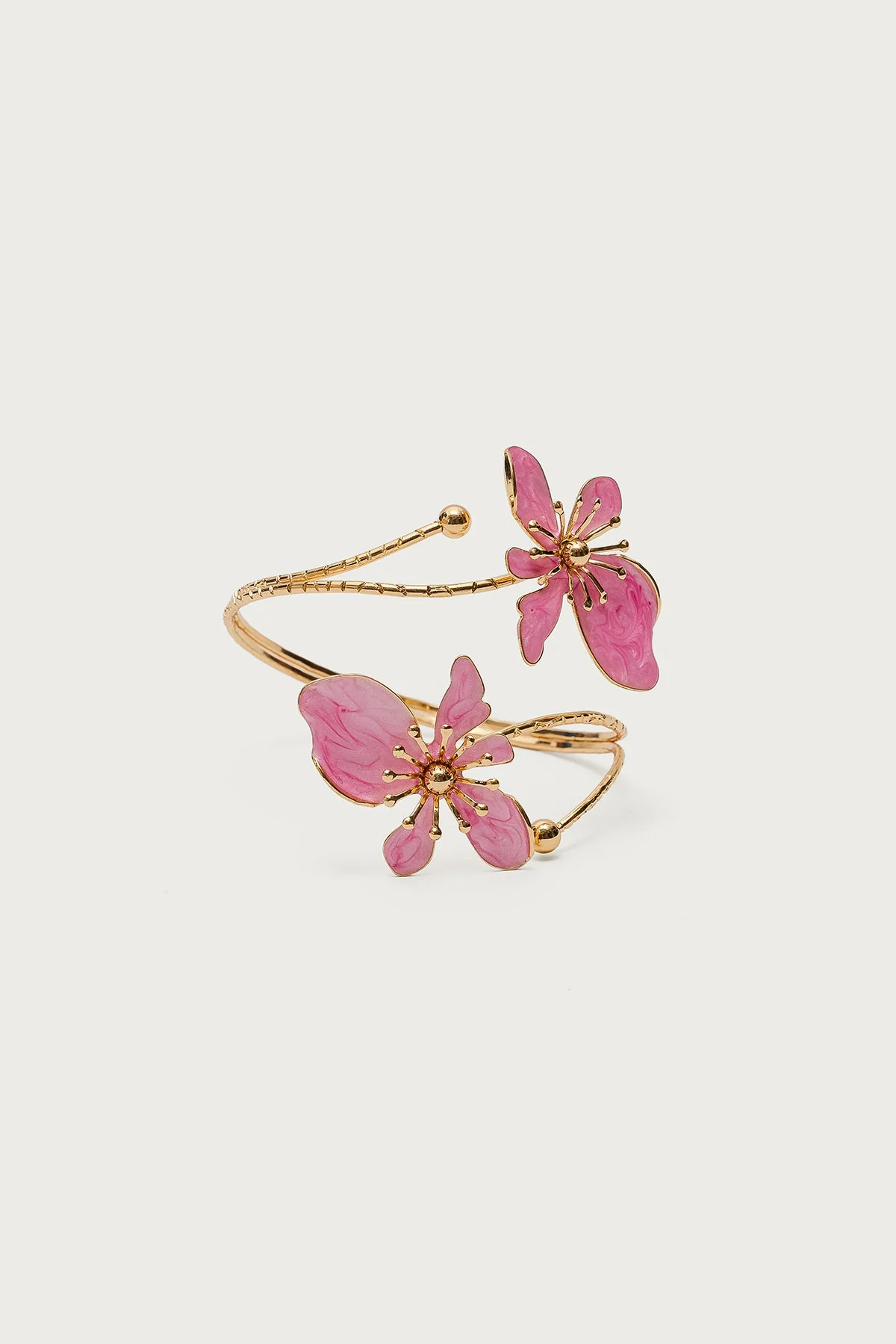 Gold Flower Cuff Bracelet - Elegant Floral Design