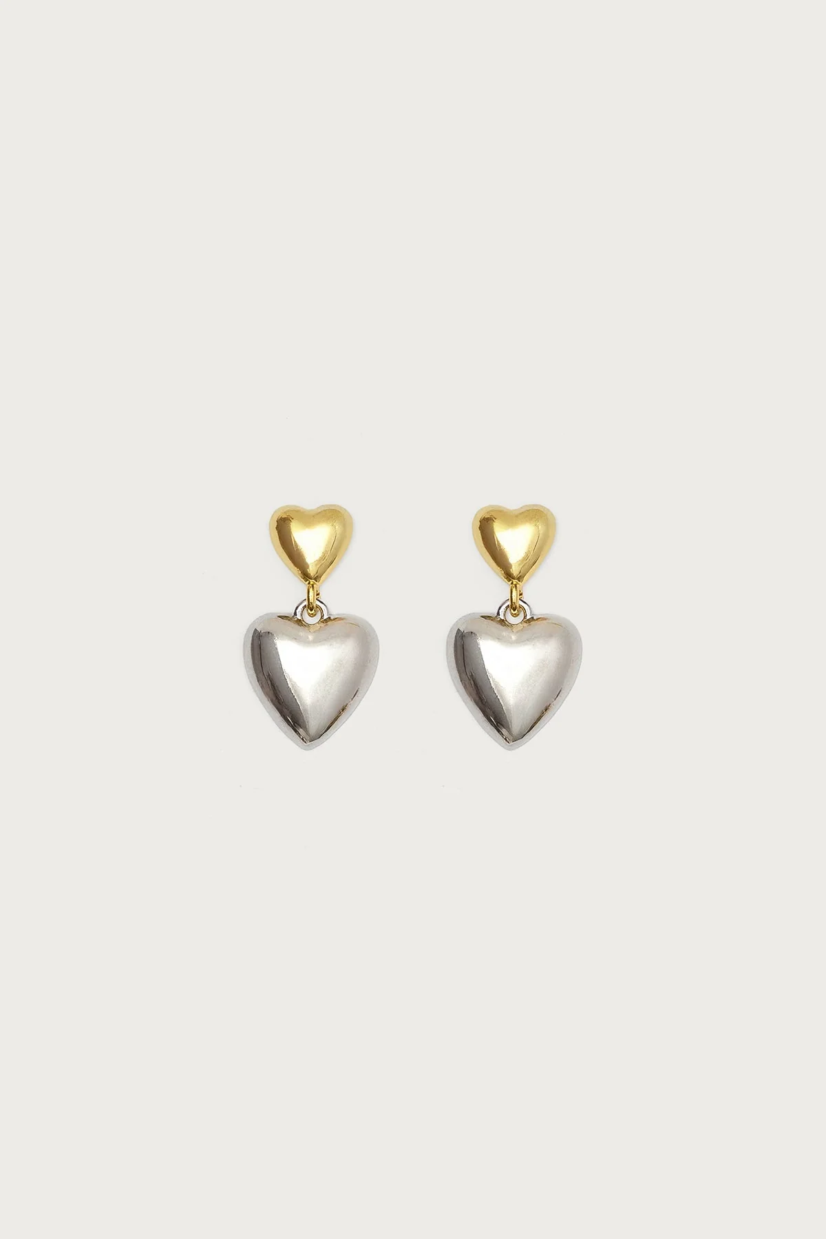 Heart Charm Gold & Silver Tone Dangle Earrings Jewelry