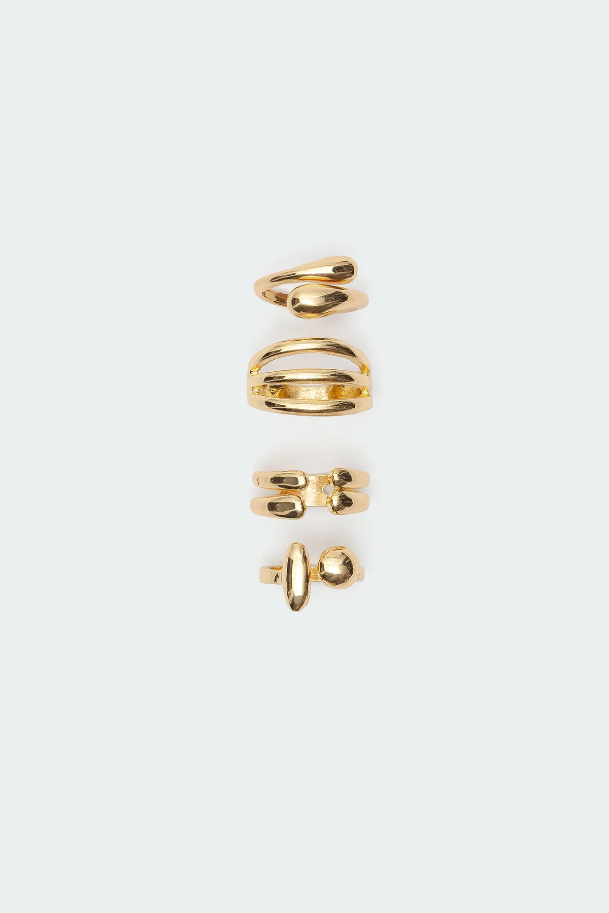 Gold Tone Mixed Ring Pack Set
