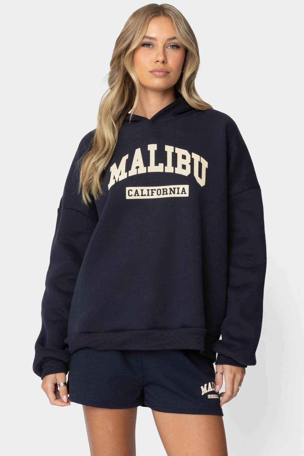 Navy Graphic Print Hoodie