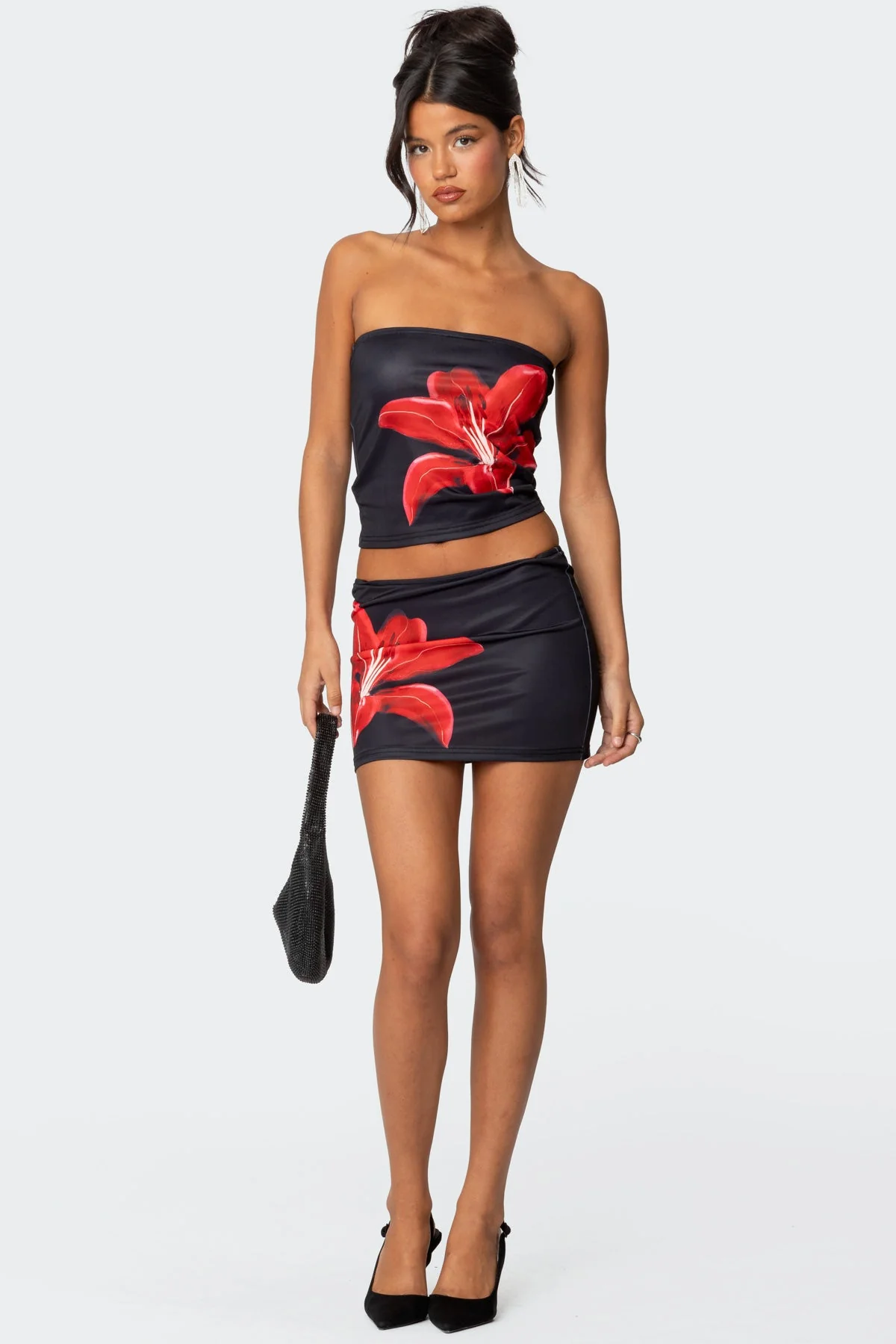 Black Tiger Print Tube Top Set