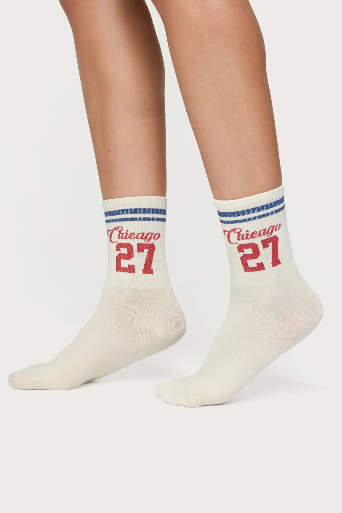 Ivory Knit Text Socks - Chicago Inspired Design