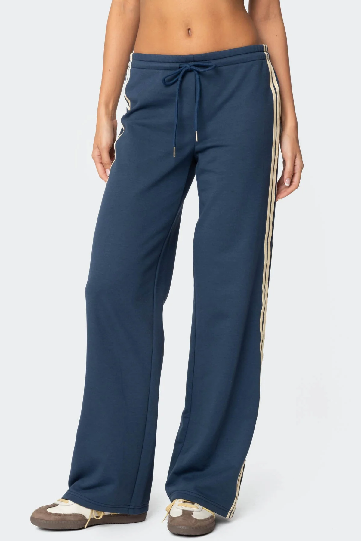 Blue Contrast Side Striped Sweatpants