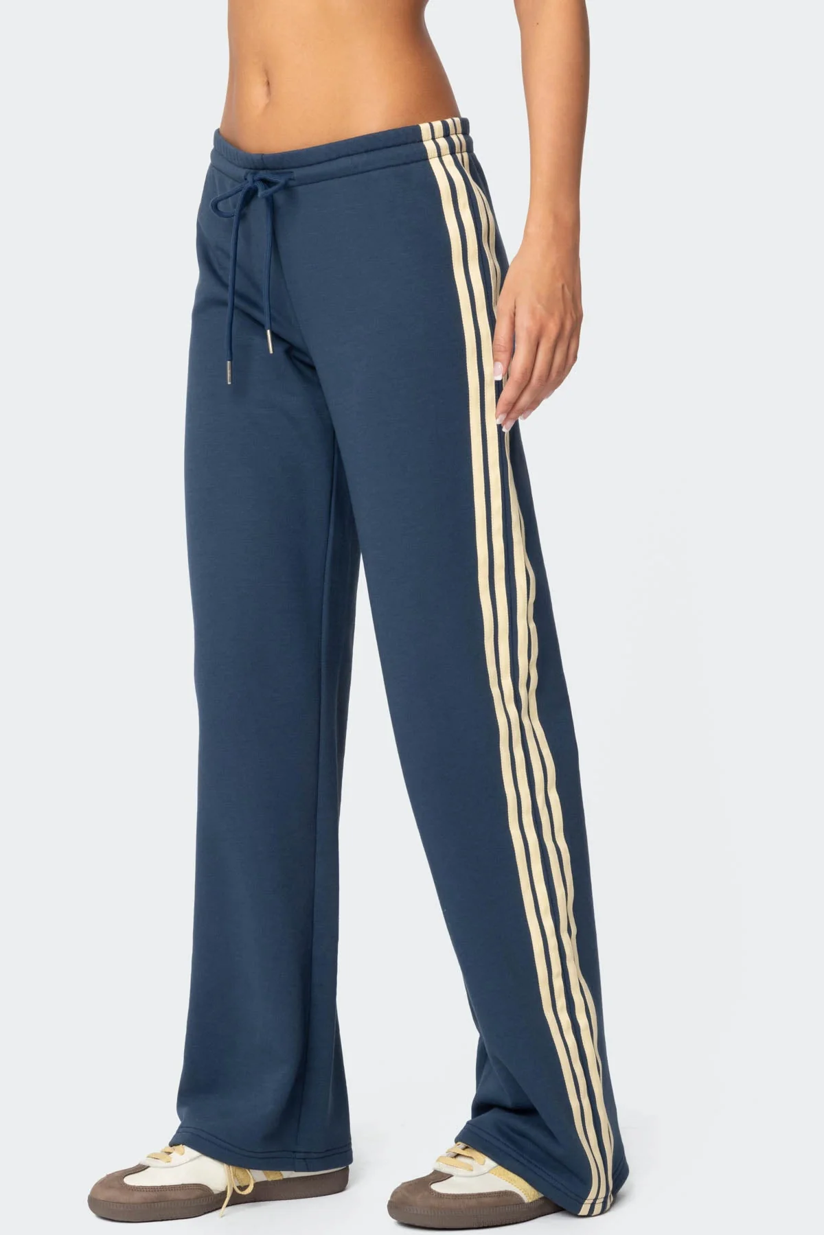 Blue Contrast Side Striped Sweatpants