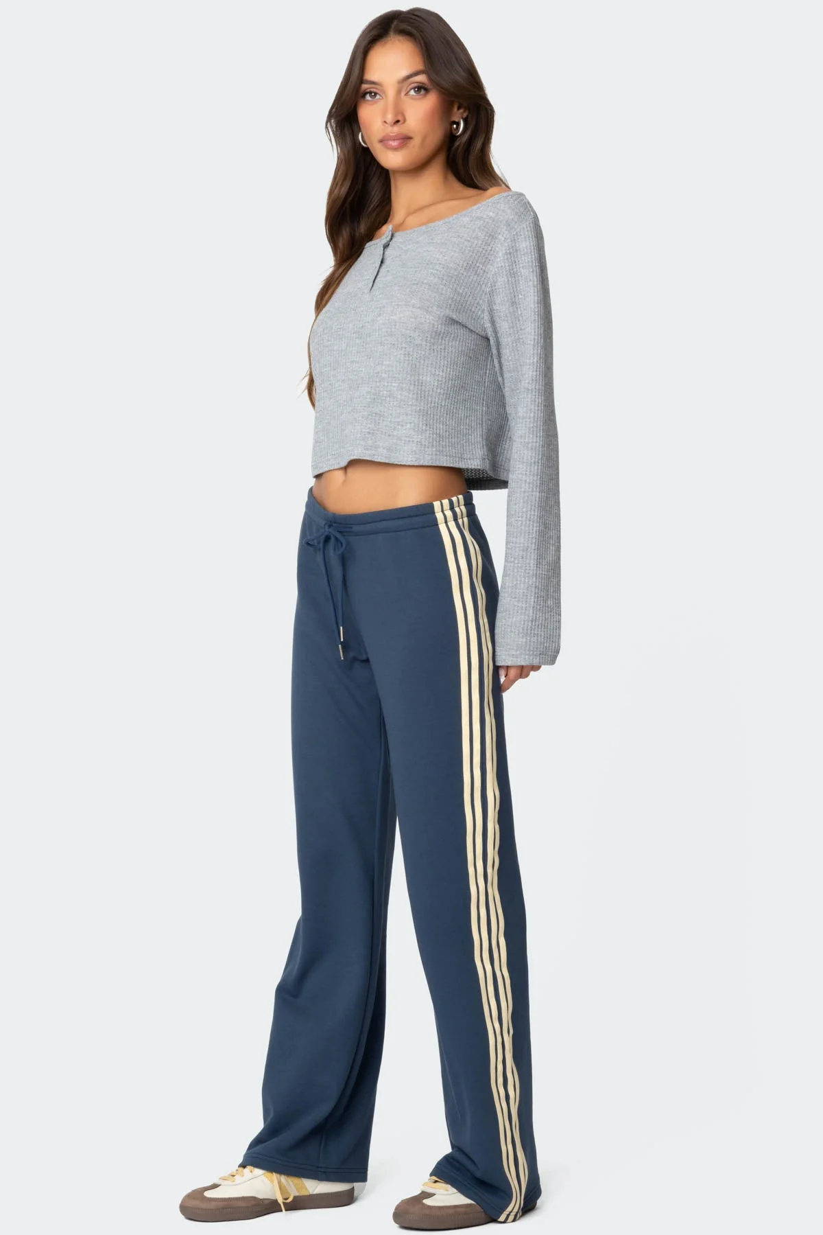 Blue Contrast Side Striped Sweatpants