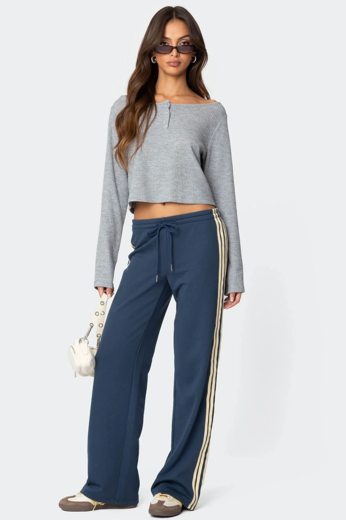 Blue Contrast Side Striped Sweatpants