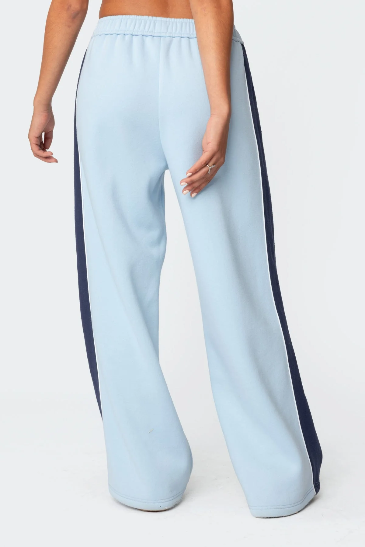 Light Blue Contrast Panel Sweatpants Womens Straight Leg Fit