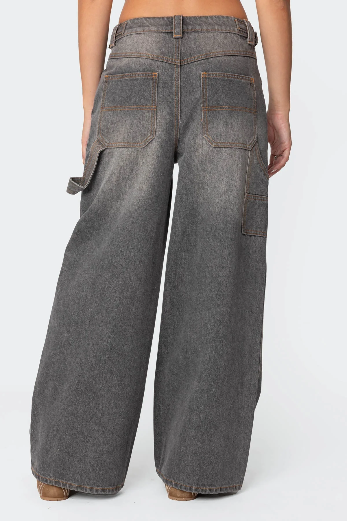 Washed Denim Carpenter Jeans in Gray for Men