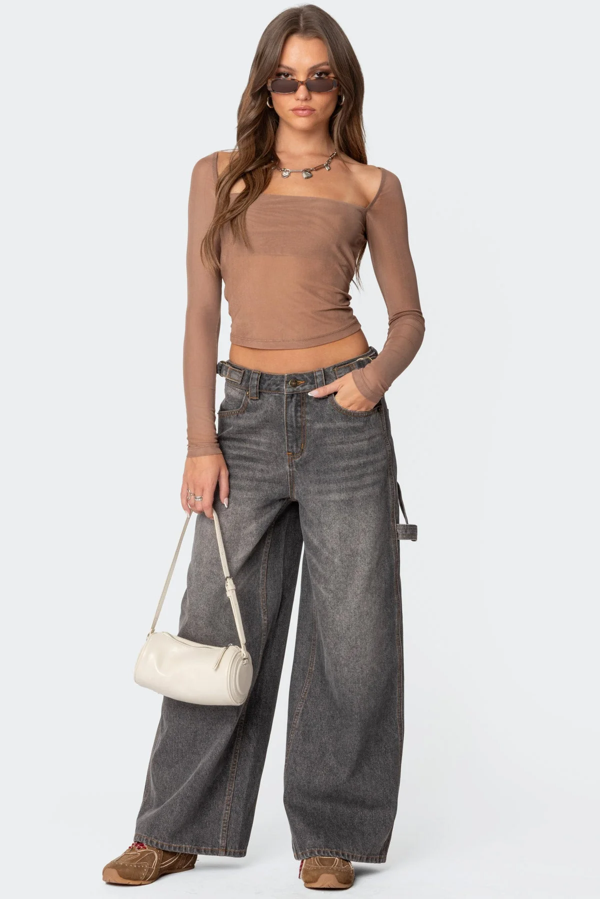 Washed Denim Carpenter Jeans in Gray for Men