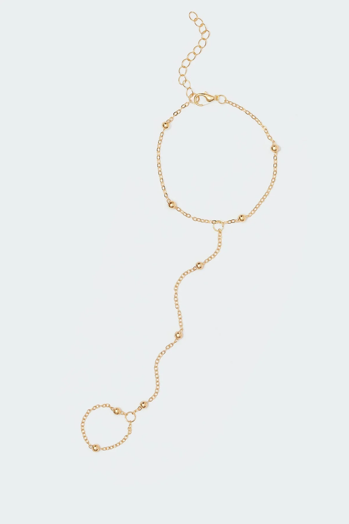 Gold-tone Beaded Hand Chain Bracelet