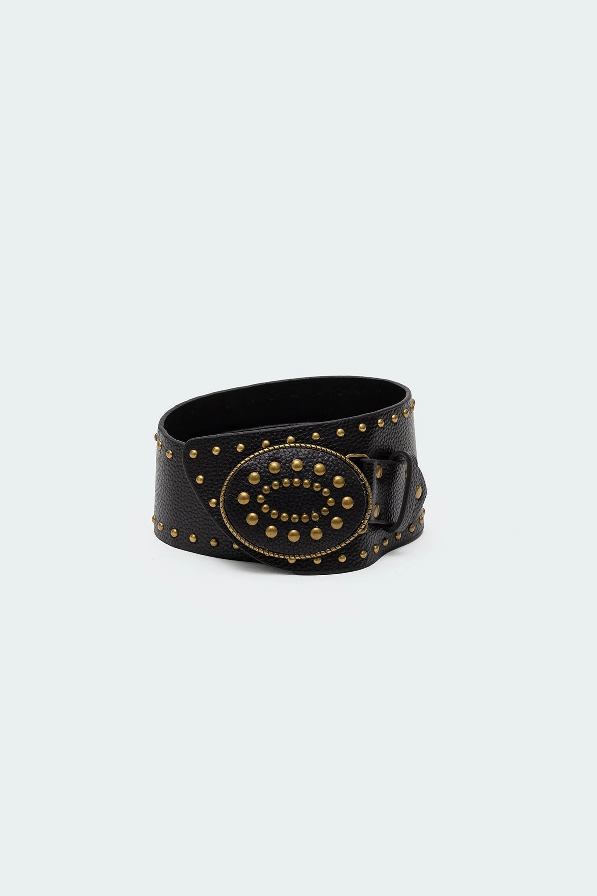 Black Studded Faux Leather Belt for Western Style