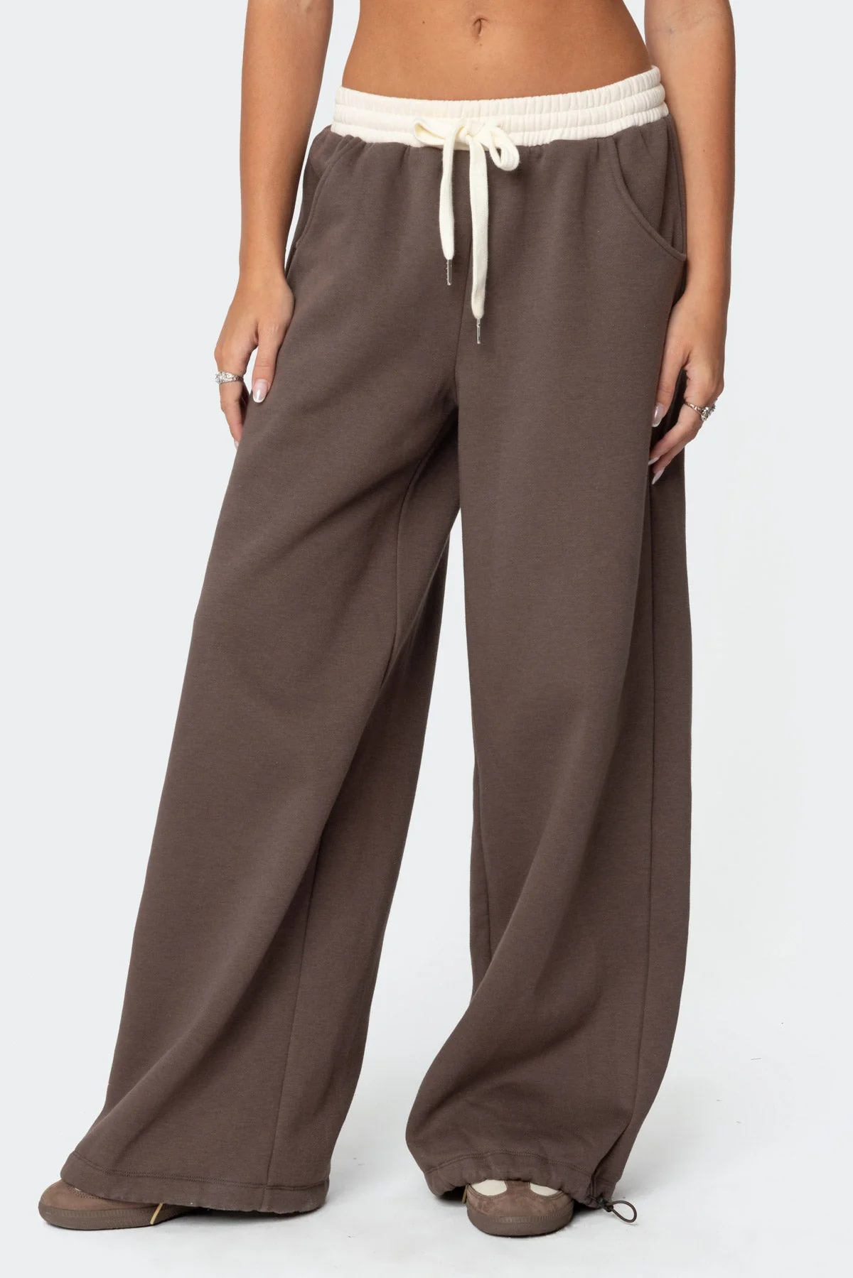 Comfortable Brown Wide Leg Sweatpants