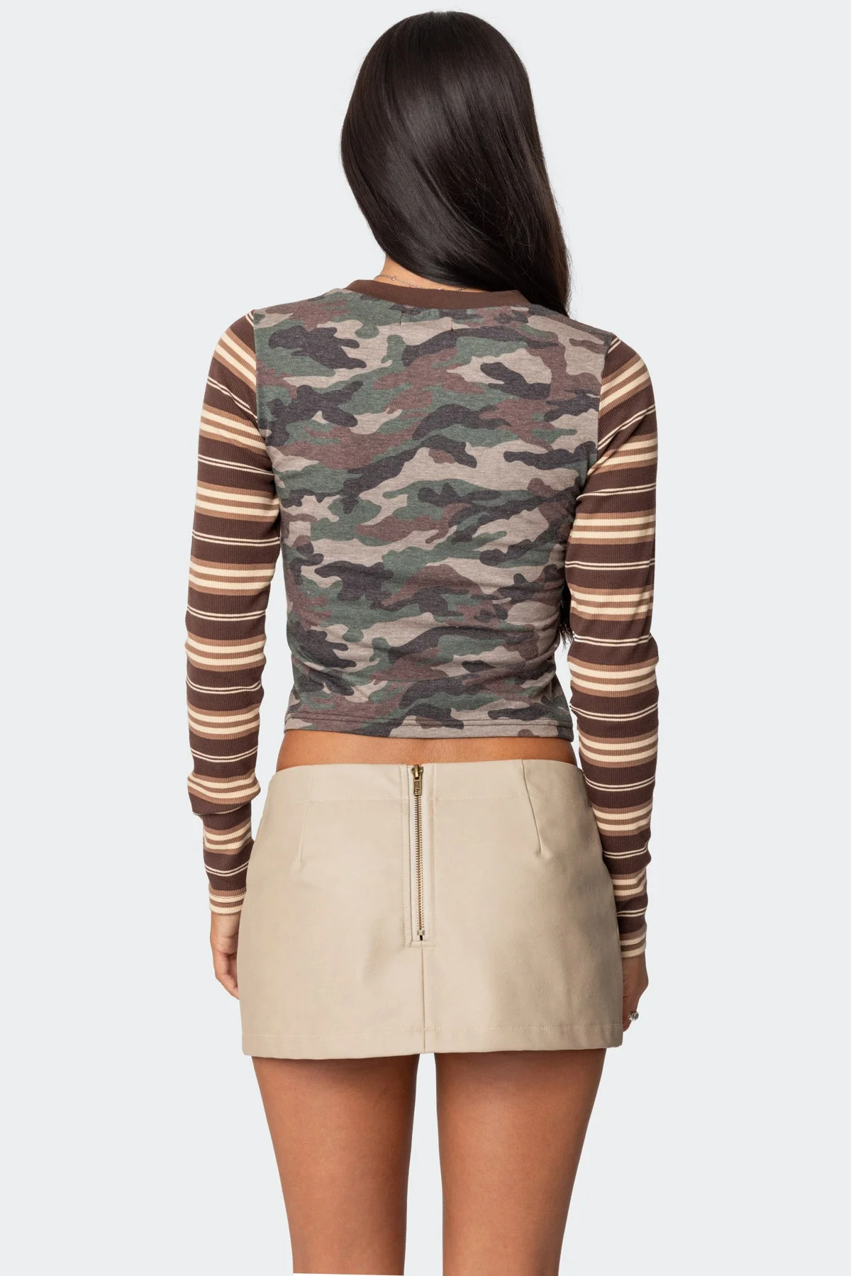 Long Sleeve Camo Stripe T-Shirt for Women