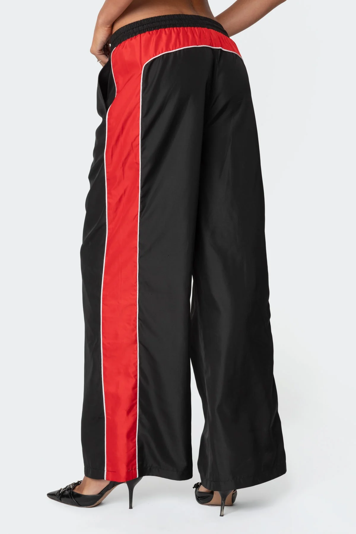 Black Contrast Panel Track Pants for Men and Women