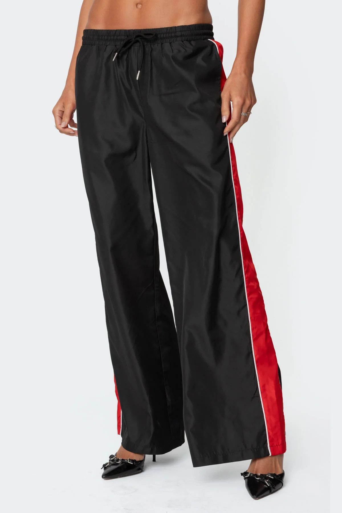 Black Contrast Panel Track Pants for Men and Women