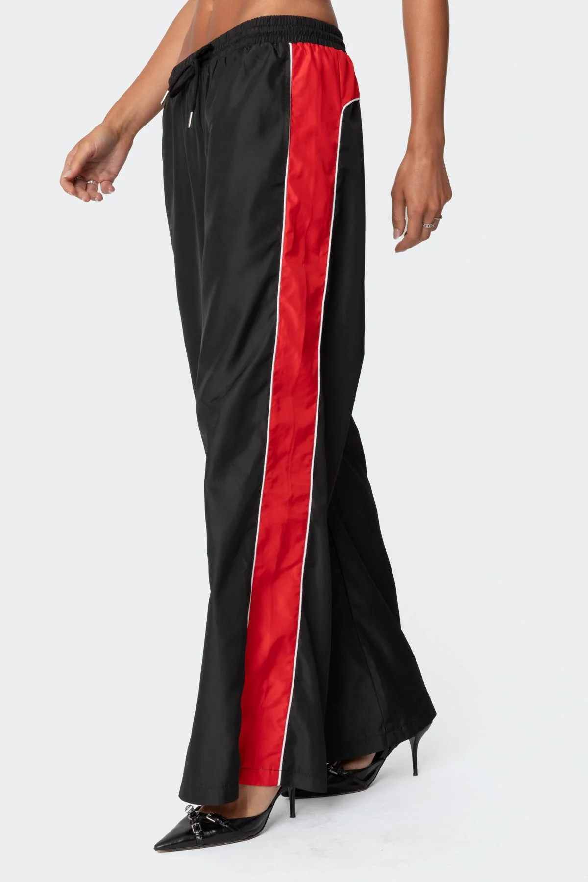 Black Contrast Panel Track Pants for Men and Women