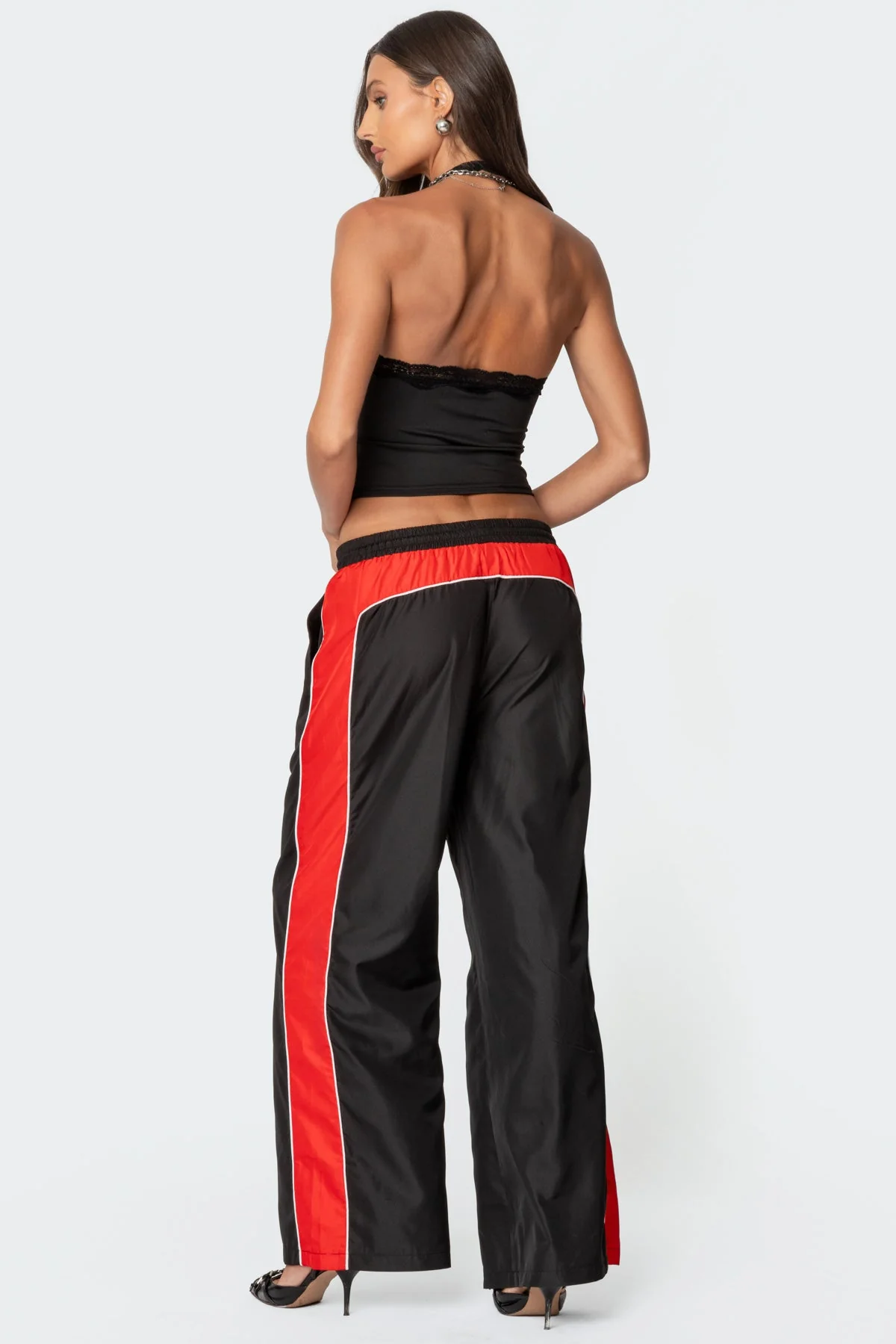 Black Contrast Panel Track Pants for Men and Women