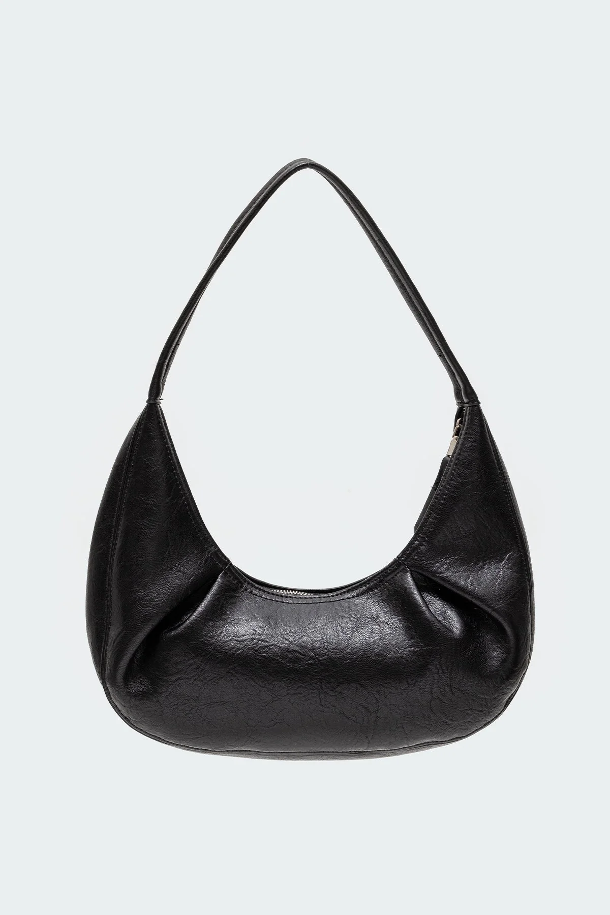 Classic Black Faux Leather Shoulder Bag