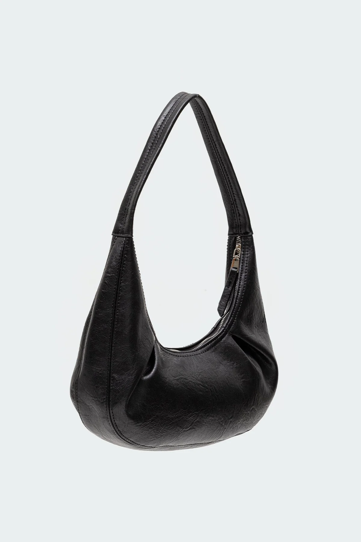 Classic Black Faux Leather Shoulder Bag