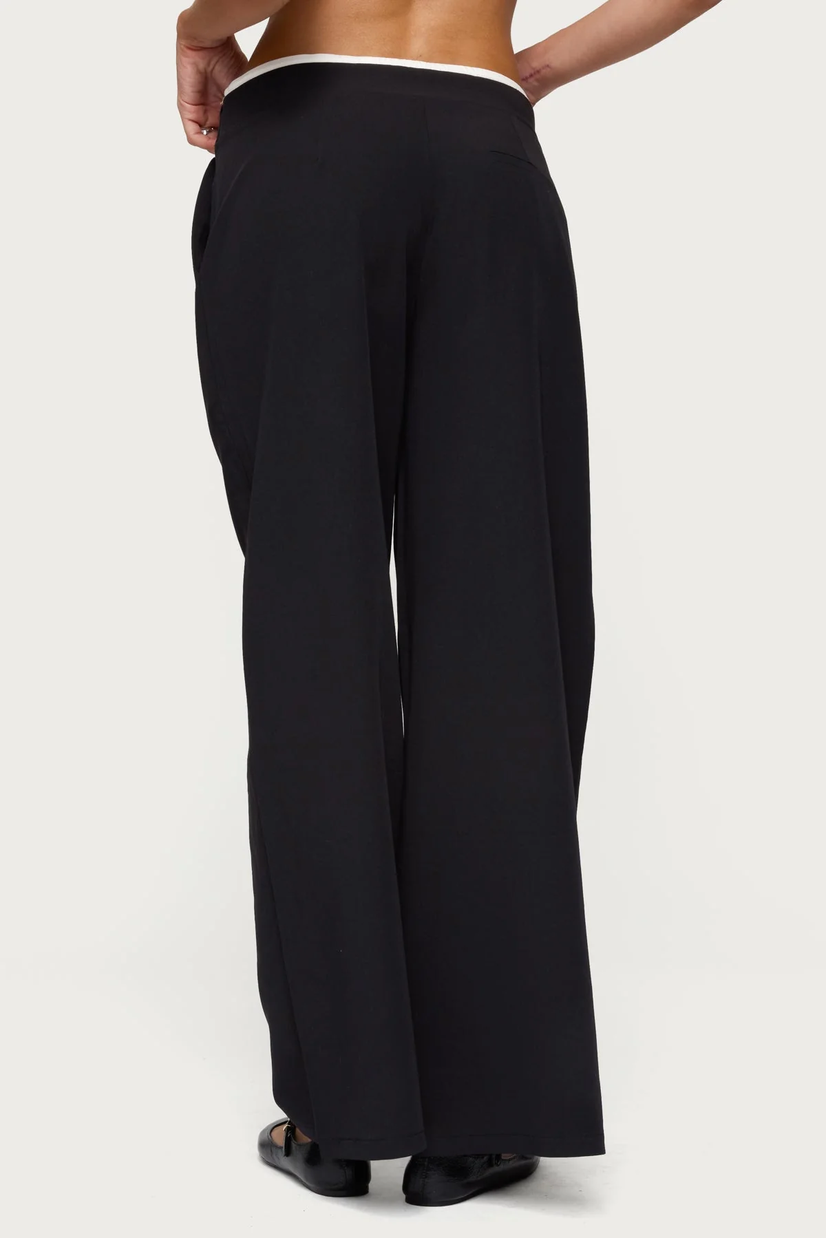 Black Drawstring Straight Leg Pants