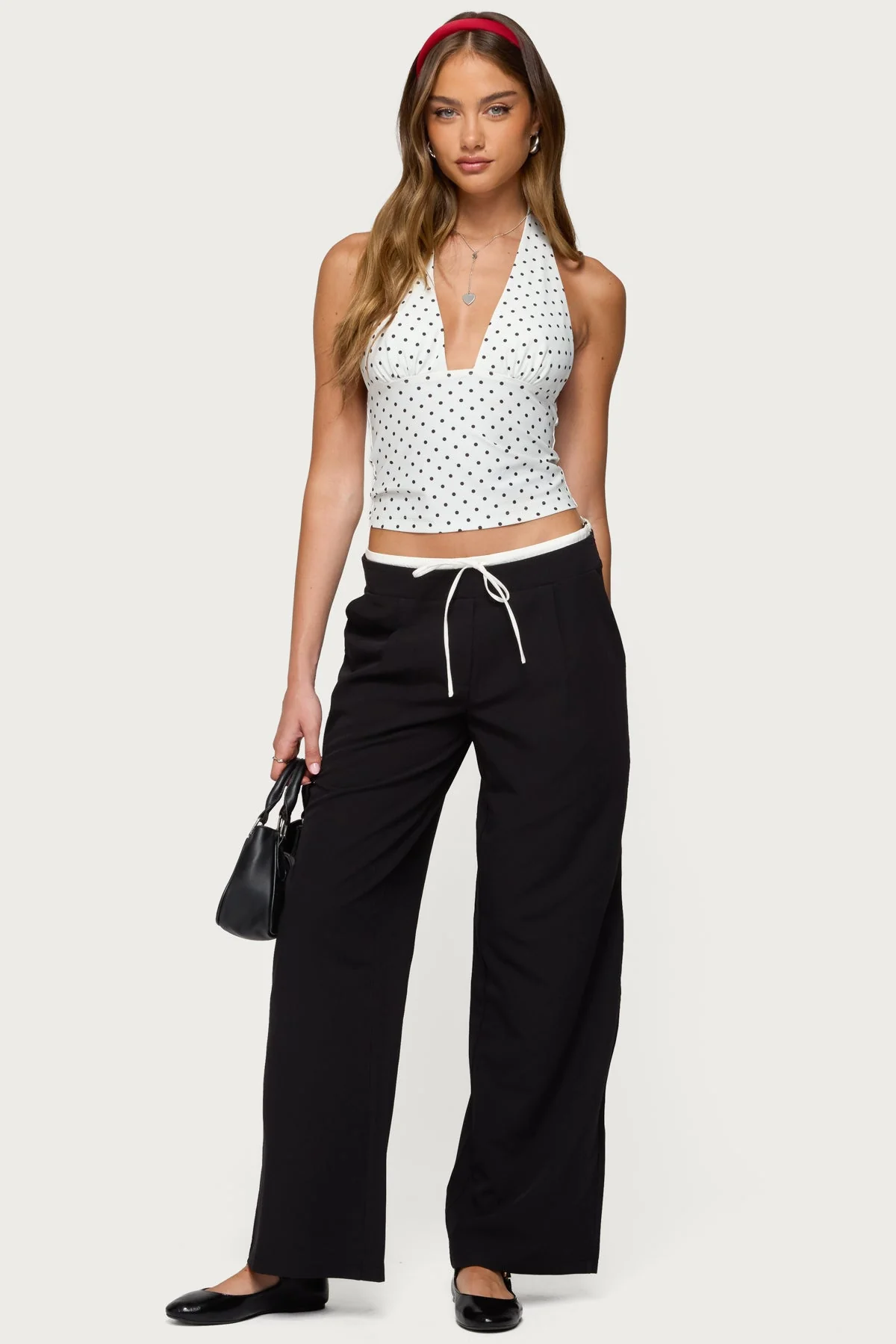Black Drawstring Straight Leg Pants