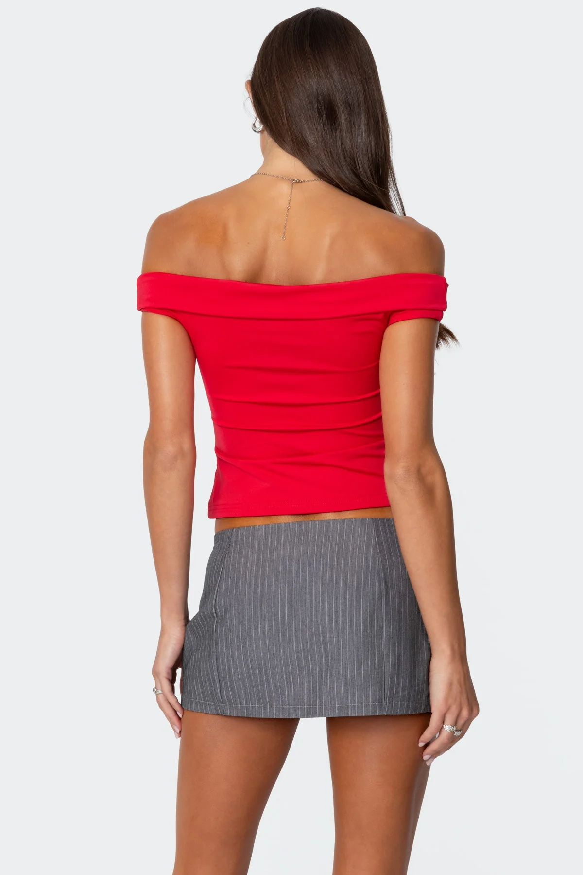 Red Fold Over Top Womens Elegant Evening Wear XS-XL