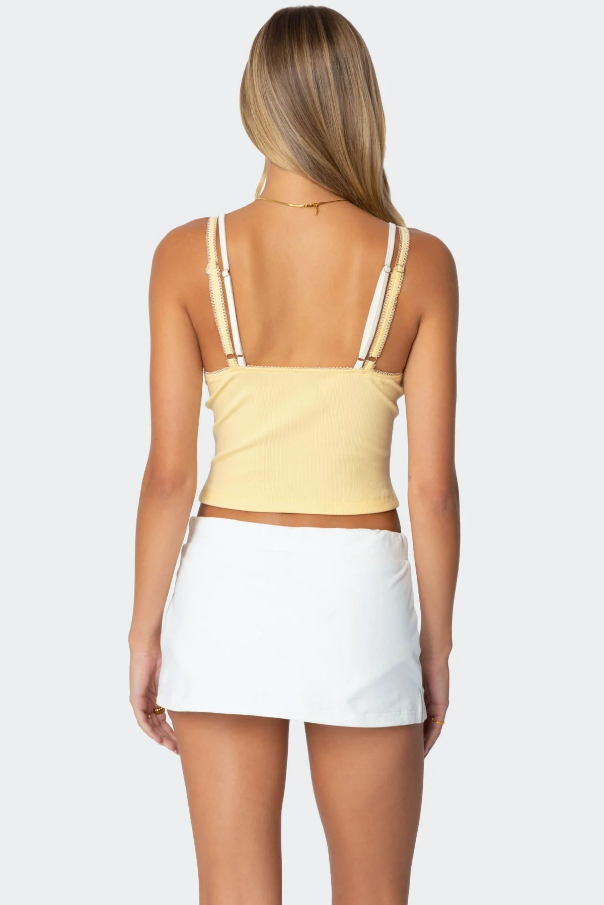 Yellow Lace Trim Layered Tank Top