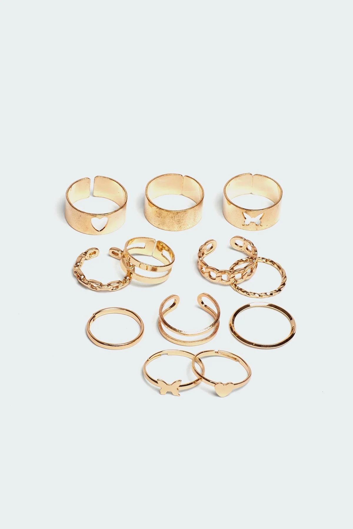 Assorted Gold-tone Ring Pack - Set of 12