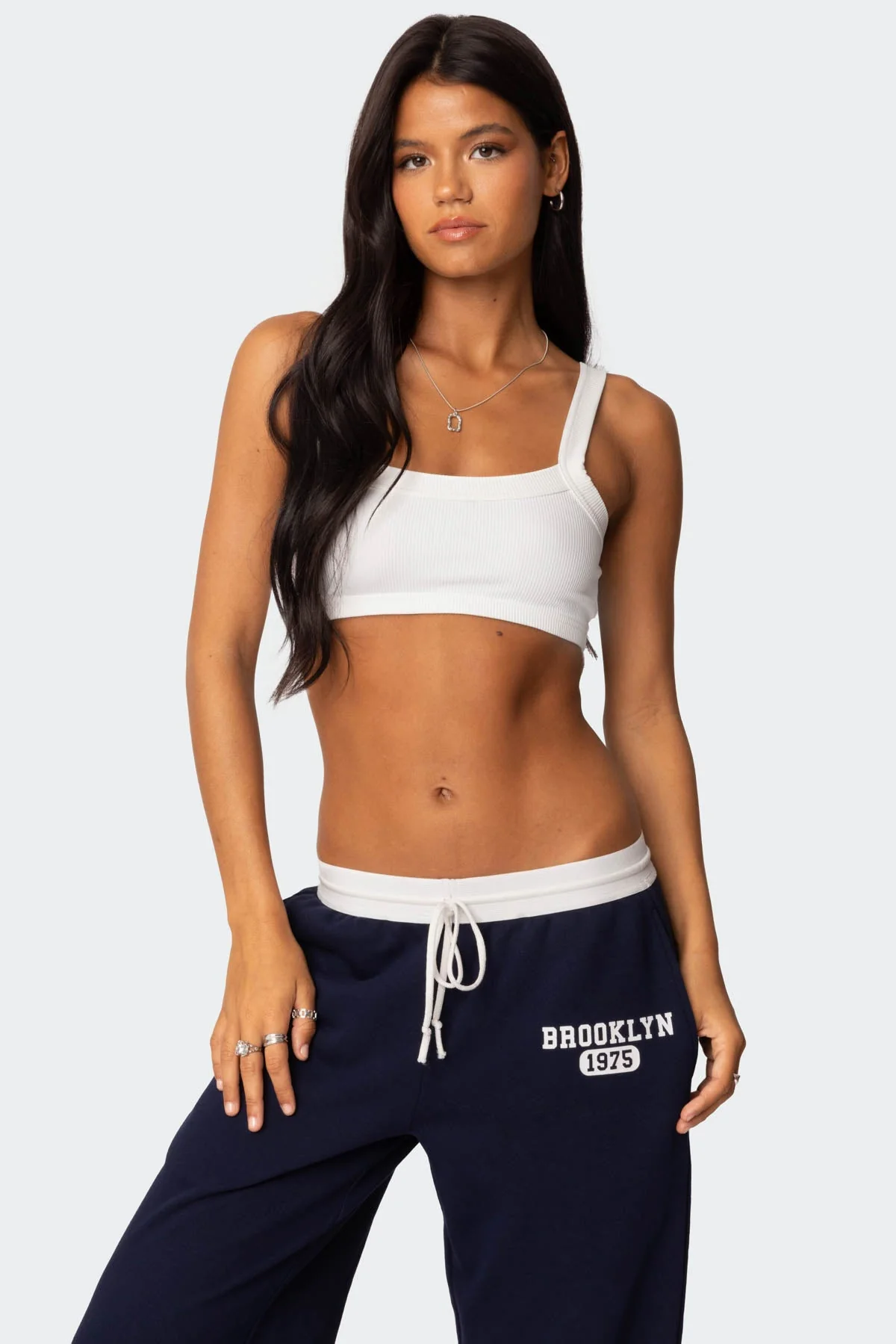 White Ribbed Crop Top Womens Fashion