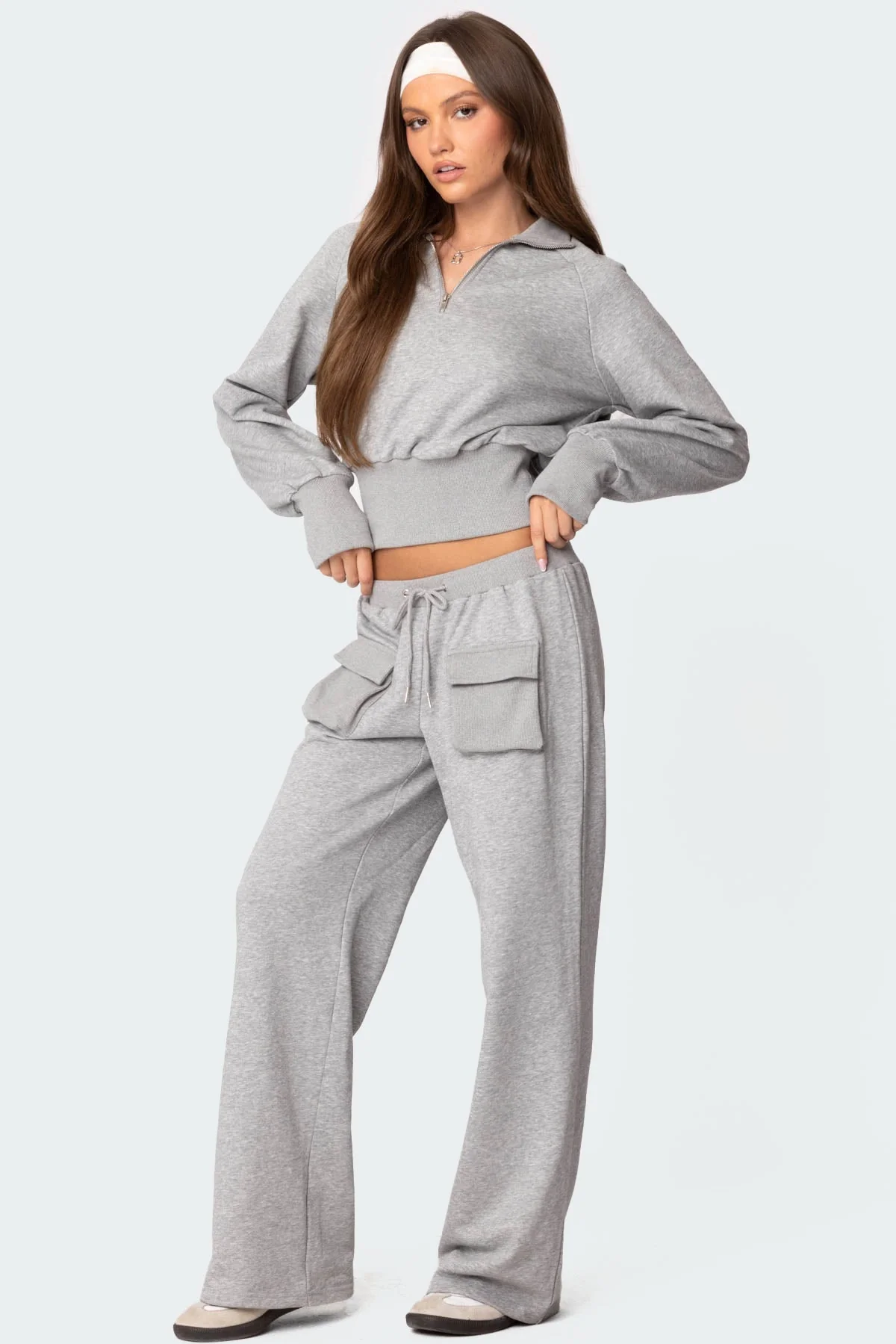 Gray French Terry Cargo Sweatpants
