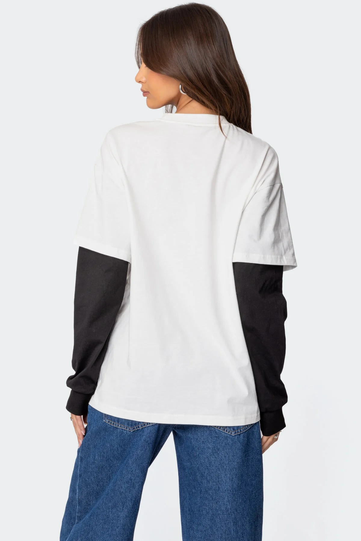 Layered White Cotton T-Shirt for Women